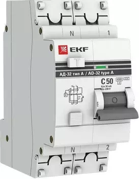 Автомат дифференциальный EKF DA32-50-30-a-pro АД-32 1P+N 50А (С) 30мА тип (А) эл. 4,5кА PROxima