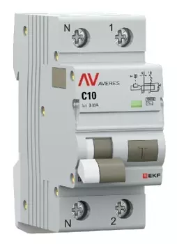 Автомат дифференциальный EKF rcbo10-1pn-10C-30-ac-av DVA-10 1P+N 10А (C) 30мА (AC) 10кА AVERES