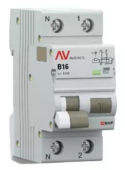 Автомат дифференциальный EKF rcbo10-1pn-16B-30-ac-av DVA-10 1P+N 16А (B) 30мА (AC) 10кА AVERES