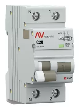 Автомат дифференциальный EKF rcbo10-1pn-20C-30-ac-av DVA-10 1P+N 20А (C) 30мА (AC) 10кА AVERES