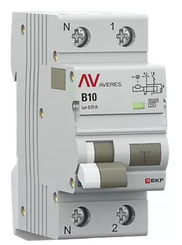 Автомат дифференциальный EKF rcbo6-1pn-10B-10-a-av DVA-6 1P+N 10А (B) 10мА (A) 6кА AVERES