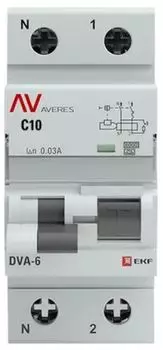 Автомат дифференциальный EKF rcbo6-1pn-10C-30-a-av DVA-6 1P+N 10А (C) 30мА (A) 6кА AVERES