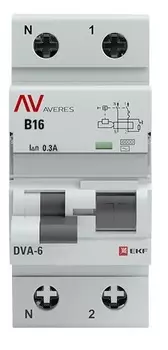 Автомат дифференциальный EKF rcbo6-1pn-16B-300-ac-av DVA-6 1P+N 16А (B) 300мА (AC) 6кА AVERES