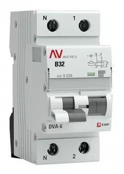 Автомат дифференциальный EKF rcbo6-1pn-32B-30-a-av DVA-6 1P+N 32А (B) 30мА (A) 6кА AVERES