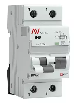 Автомат дифференциальный EKF rcbo6-1pn-40B-30-ac-av DVA-6 1P+N 40А (B) 30мА (AC) 6кА AVERES