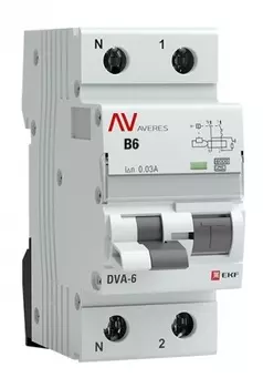 Автомат дифференциальный EKF rcbo6-1pn-6B-30-a-av DVA-6 1P+N 6А (B) 30мА (A) 6кА AVERES