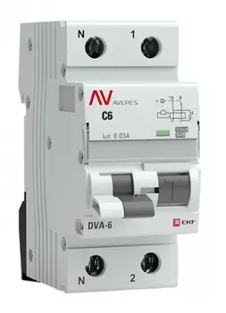 Автомат дифференциальный EKF rcbo6-1pn-6C-30-a-av DVA-6 1P+N 6А (C) 30мА (A) 6кА AVERES