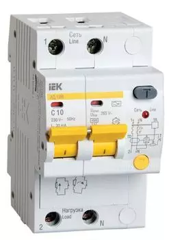 Автомат дифференциальный IEK MAD12-2-010-C-030 KARAT АД12M 2P C10 30мА тип A