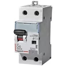 Автоматический выключатель дифф. тока (АВДТ) Legrand 411006 DX 6000 - 10 кА - тип характеристики С, 1П+Н, 230 В~, 40 А, тип AС, 30 мА, 2 модуля