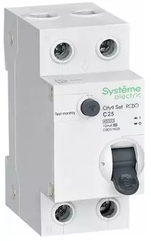 Автомат дифференциальный Systeme Electric C9D51625 City9 Set 1P+N С 25А 4.5kA 10мА Тип-A 230В