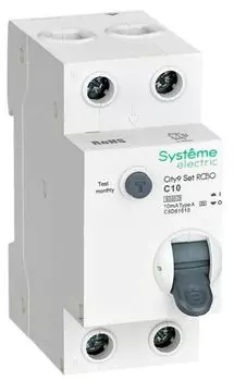 Автомат дифференциальный Systeme Electric C9D61610 City9 Set 1P+N С 10А 6kA 10мА Тип-A 230В