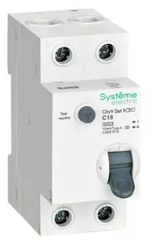 Автомат дифференциальный Systeme Electric C9D61616 City9 Set 1P+N С 16А 6kA 10мА Тип-A 230В