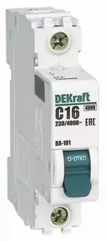 Автоматический выключатель DEKraft 11102DEK 1Р 16А х-ка D ВА-101 4,5кА