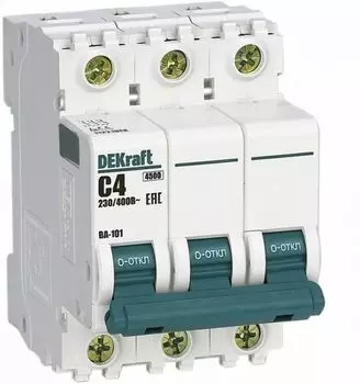 Автоматический выключатель DEKraft 11221DEK ВА-101 3Р 4А (C) 4,5кА