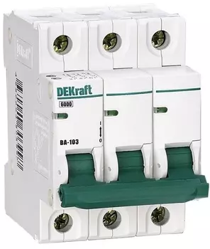 Автоматический выключатель DEKraft 12042DEK ВА-103 - 3P, тип хар-ки B, 16 А, 400 В AC, 6кА