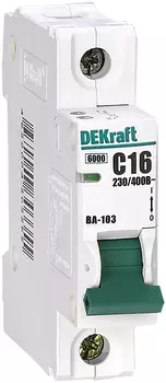 Автоматический выключатель DEKraft 12058DEK ВА-103 - 1P, тип хар-ки C, 16 А, 230 В AC, 6кА