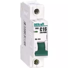 Автоматический выключатель DEKraft 12122DEK ВА-103 - 1P, тип хар-ки D, 16 А, 230 В AC, 6кА