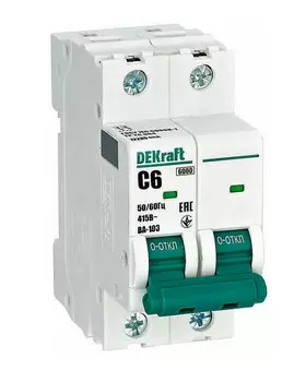 Автоматический выключатель DEKraft 12285DEK 2Р 6А х-ка C ВА-103 6кА