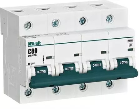 Автоматический выключатель DEKraft 13011DEK 4Р 80А х-ка С ВА-201 10кА