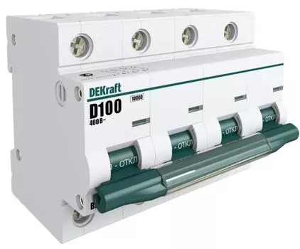 Автоматический выключатель DEKraft 13024DEK 4Р 100А х-ка D ВА-201 10кА