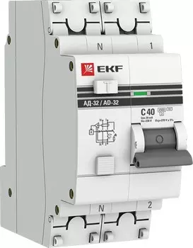 Автомат дифференциальный EKF DA32-40-30-pro 1п+N 2мод. C 40А 30мА тип AC 3кА АД-32 PROxima