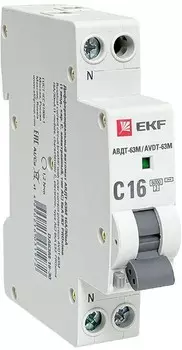Автомат дифференциальный EKF DA63M-16-30 1мод. С 16А 30mA тип А 6кА АВДТ-63М (электрон.) PROxima