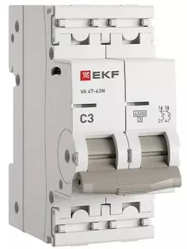 Автоматический выключатель EKF M634203C 2P 3А (C) 4,5kA ВА 47-63N PROxima