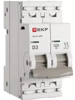 Автоматический выключатель EKF M634203D 2P 3А (D) 4,5kA ВА 47-63N PROxima