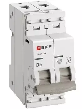 Автоматический выключатель EKF M634205D 2P 5А (D) 4,5kA ВА 47-63N PROxima