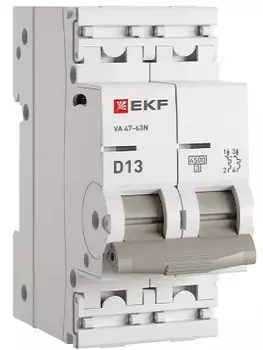 Автоматический выключатель EKF M634213D 2P 13А (D) 4,5kA ВА 47-63N PROxima