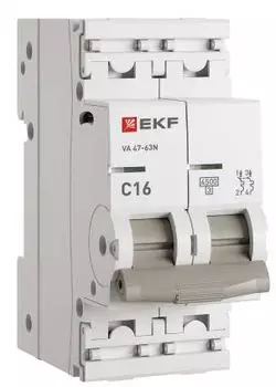 Автоматический выключатель EKF M634216C 2P 16А (C) 4,5kA ВА 47-63N PROxima