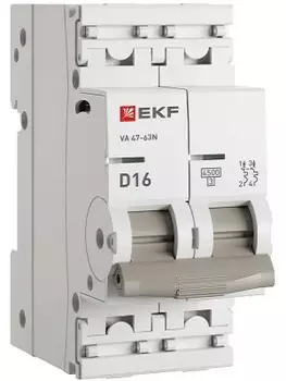 Автоматический выключатель EKF M634216D 2P 16А (D) 4,5kA ВА 47-63N PROxima