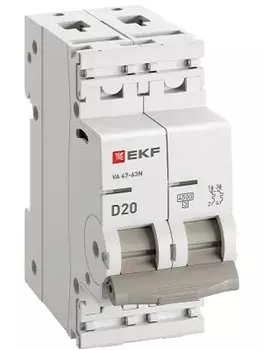 Автоматический выключатель EKF M634220D 2P 20А (D) 4,5kA ВА 47-63N PROxima