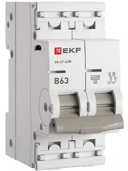 Автоматический выключатель EKF M634263B 2P 63А (В) 4,5kA ВА 47-63N PROxima