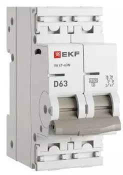 Автоматический выключатель EKF M634263D 2P 63А (D) 4,5kA ВА 47-63N PROxima