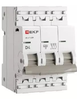 Автоматический выключатель EKF M634304D 3P 4А (D) 4,5kA ВА 47-63N PROxima