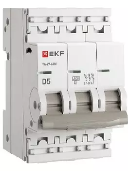 Автоматический выключатель EKF M634305D 3P 5А (D) 4,5kA ВА 47-63N PROxima