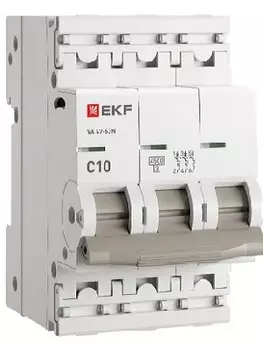 Автоматический выключатель EKF M634310C 3P 10А (C) 4,5kA ВА 47-63N PROxima