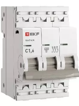 Автоматический выключатель EKF M63431T6C 3P 1,6А (C) 4,5kA ВА 47-63N PROxima