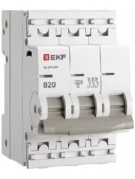 Автоматический выключатель EKF M634320B 3P 20А (В) 4,5kA ВА 47-63N PROxima