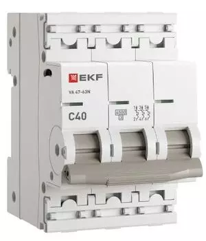 Автоматический выключатель EKF M634340C 3P 40А (C) 4,5kA ВА 47-63N PROxima