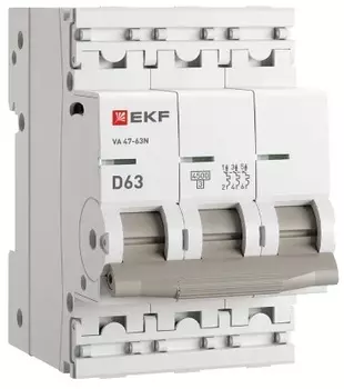 Автоматический выключатель EKF M634363D 3P 63А (D) 4,5kA ВА 47-63N PROxima