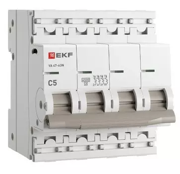 Автоматический выключатель EKF M634405C 4P 5А (C) 4,5kA ВА 47-63N PROxima