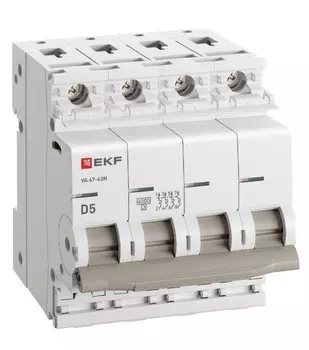 Автоматический выключатель EKF M634405D 4P 5А (D) 4,5kA ВА 47-63N PROxima