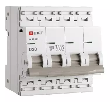 Автоматический выключатель EKF M634420D 4P 20А (D) 4,5kA ВА 47-63N PROxima