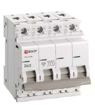 Автоматический выключатель EKF M634463D 4P 63А (D) 4,5kA ВА 47-63N PROxima