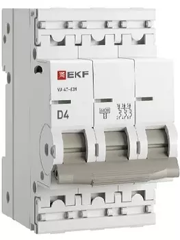 Автоматический выключатель EKF M636304D 3P 4А (D) 6кА ВА 47-63N PROxima