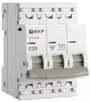 Автоматический выключатель EKF M636320C 3P 20А (C) 6кА ВА 47-63N PROxima