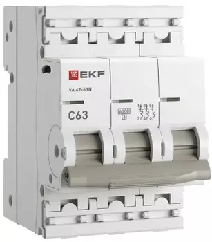 Автоматический выключатель EKF M636363C 3P 63А (C) 6кА ВА 47-63N PROxima