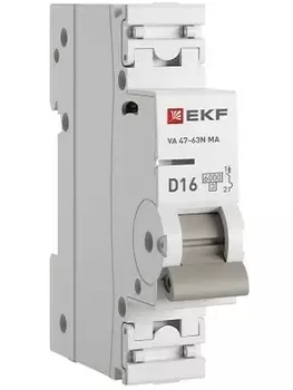 Автоматический выключатель EKF M63MA6116D ВА 47-63N MA 1P 16А (D) 6кА без тепл. расцепит. PROXIMA